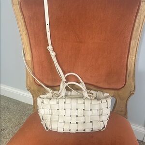 Anthropologie Cream Woven Crossbody Bag